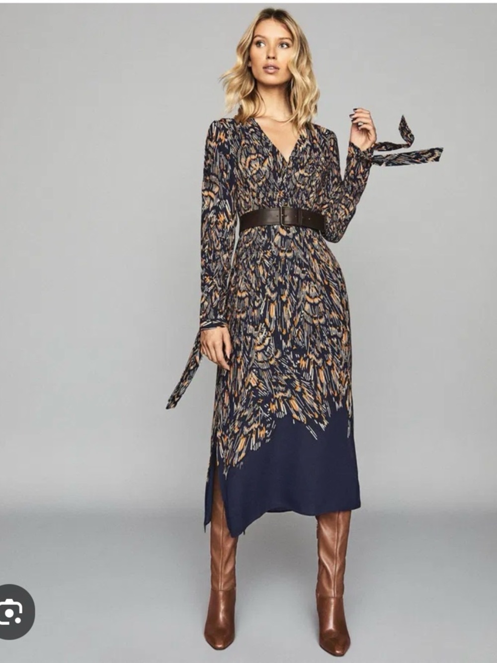 Reiss “Erin” Long-Sleeve Midi Dress, size 4